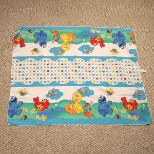 Vintage 90s Sesame Street Baby Receiving Blanket Elmo Big Bird Cookie